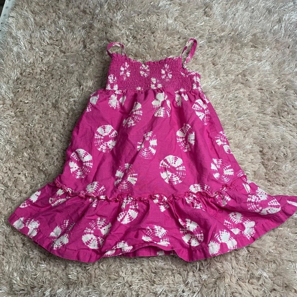 Faded Glory Sundress Girls 24M Pink Tie Dye Smocked Ruffle‎ Kidcore Fairycore